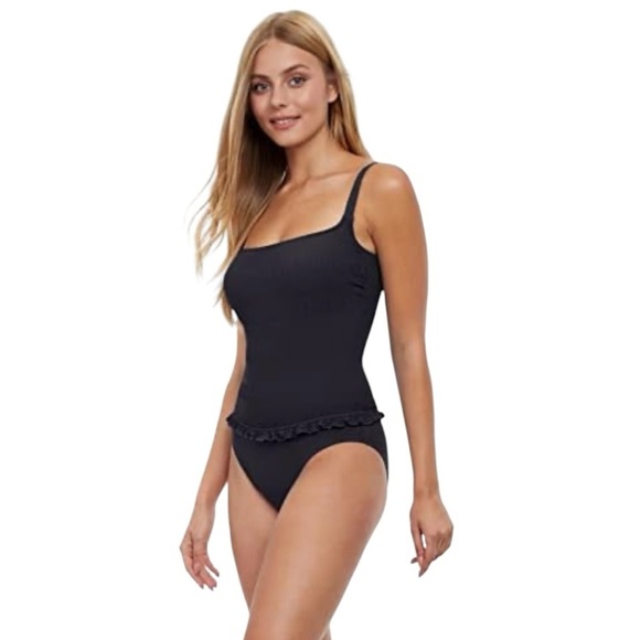Profile by Gottex Cote D'Azur D Cup One Piece Swimsuit Ruffle Black - Picture 1 of 6